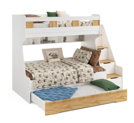 Кровать РУМ 120х200 (корпус дуб золотистый + фасады белые)