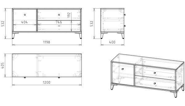 Тумба-комод 120 см Альви-3   от Династия Kids