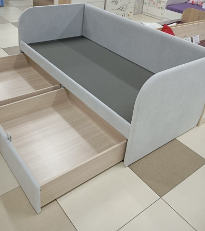 Мягкая кровать Слайт Классика 190х80. Велюр Teddy 313 (серый)