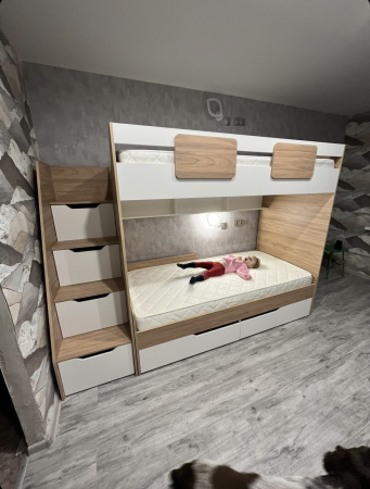 Двухъярусная кровать Мозаика (левая) 190х90 от Династия Kids