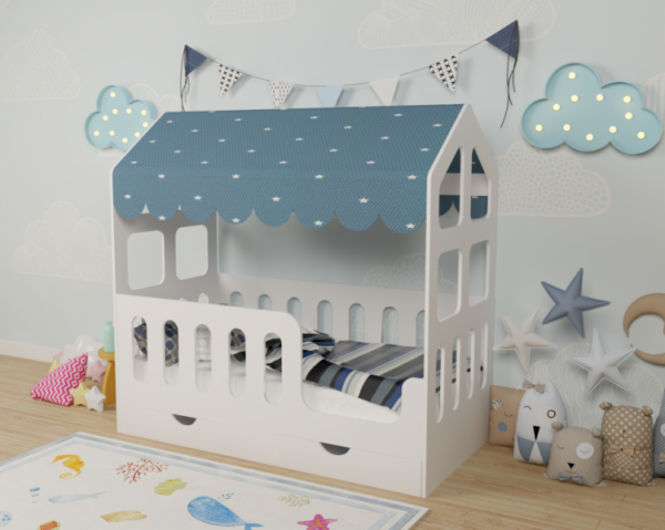 Кровать 160х80 Манеж Домик (с ящиком)