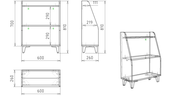 Комплект: кровать-чердак Мозаика-2 + кровать Непос + стеллаж   от Династия Kids