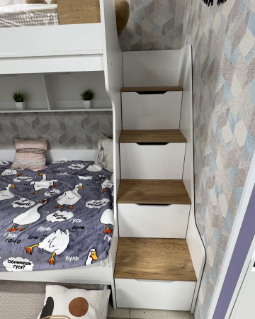 Кровать РУМ 120х200 (корпус белый + фасады дуб золотистый)