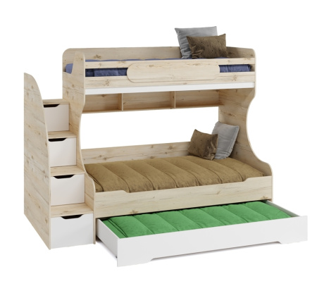 Кровать двухъярусная Биг (гаскон пайн + белый) 120х200  от Династия Kids