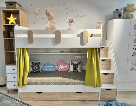 Двухъярусная кровать Фортуна (серебро+белый) 180*80 от Династия Kids