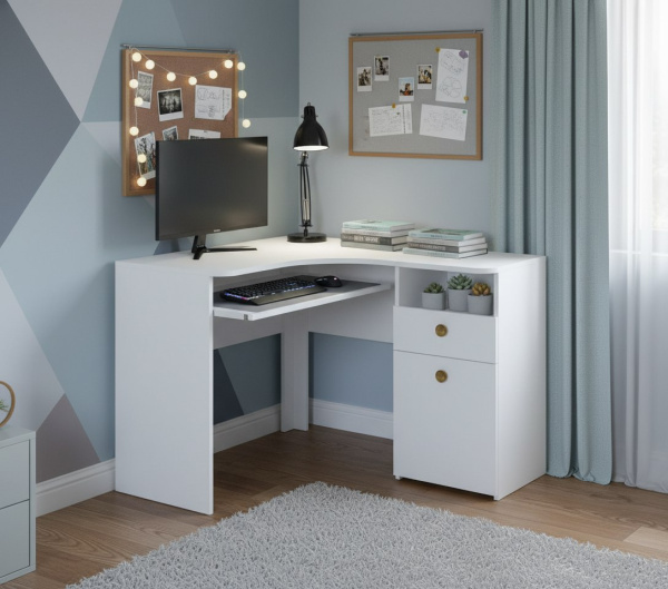 Стол угловой 1400 мм коллекции Умка NEW (ручки - дуб) от Династия Kids