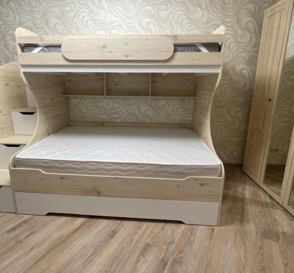 Кровать БИГ 120х200 (гаскон пайн+белый) от Династия Kids